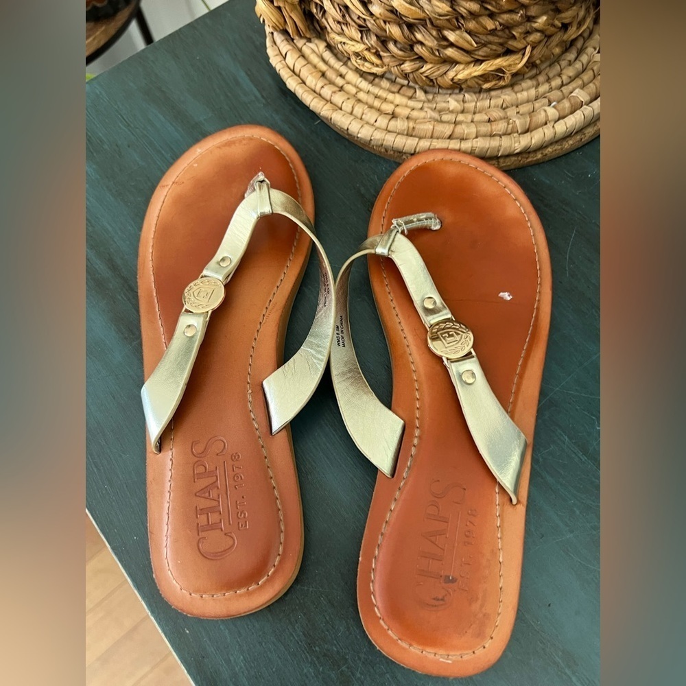 Chaps Sandals women gold shimmer color 9